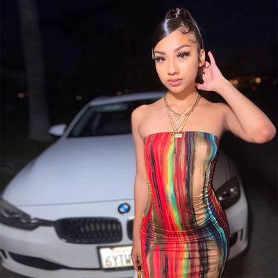 Sleeveless Tie Dye Maxi Dress - Sexy Bodycon Streetwear