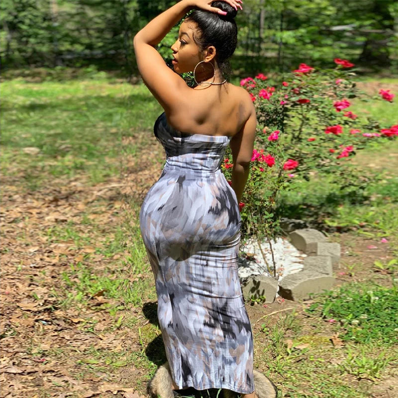 Sleeveless Tie Dye Maxi Dress - Sexy Bodycon Streetwear