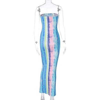 Sleeveless Tie Dye Maxi Dress - Sexy Bodycon Streetwear