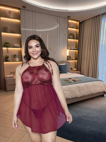 Lace Chemise Lingerie - Romantic Mesh Babydoll