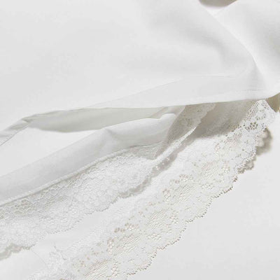 White Lace Backless Dress - Spaghetti Strap Patchwork Midi