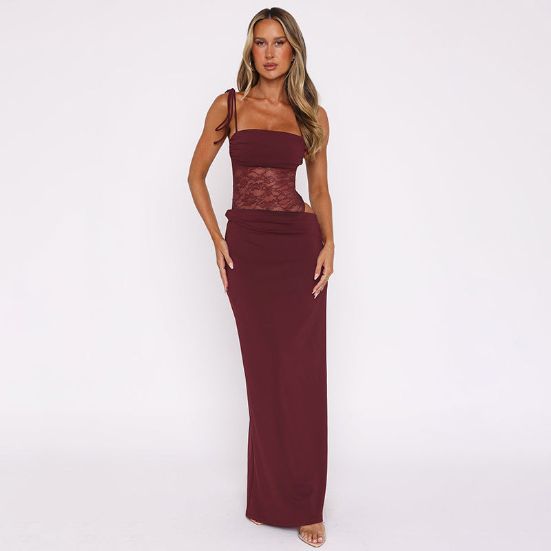 Lace Suspender Gown - Elegant Evening Style