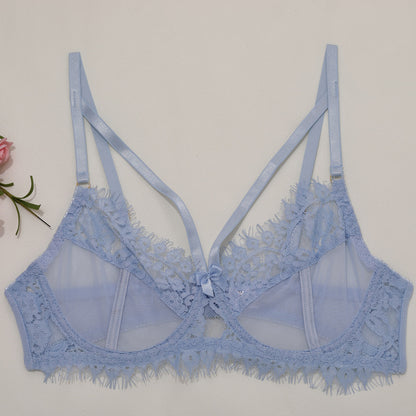 Eyelash Garter Set - 3 Piece Sheer Lingerie