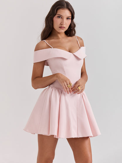 French Allure Dress - One Shoulder Open Back Mini