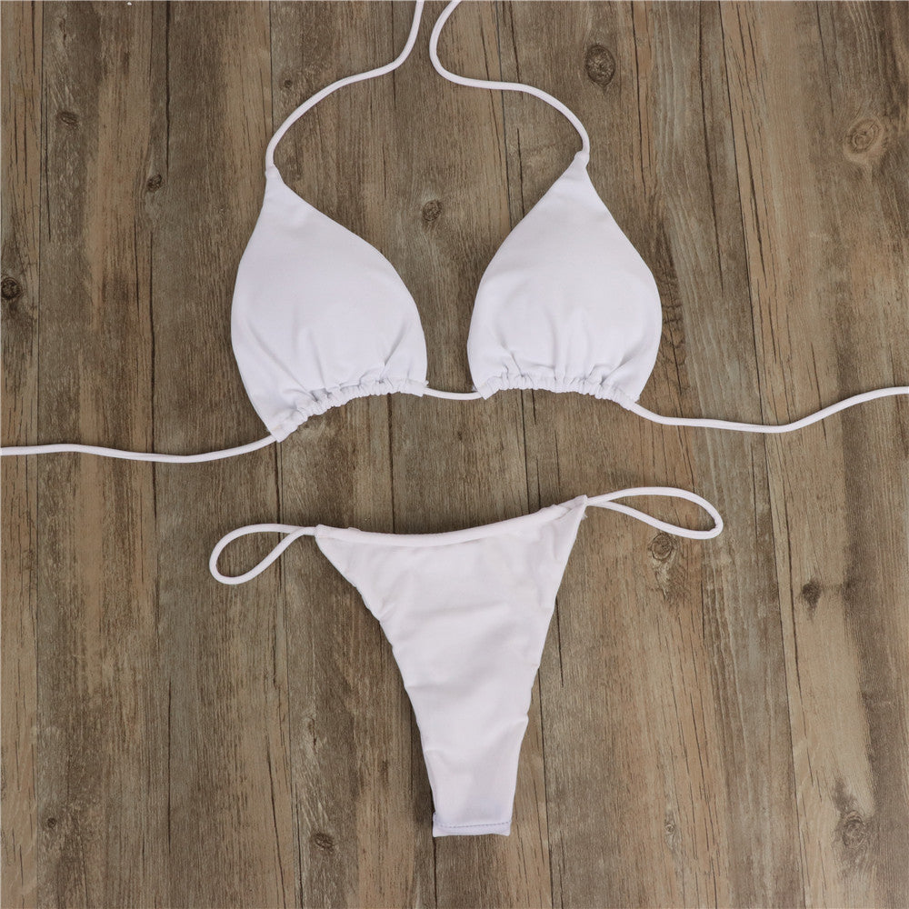 Halter Tie Bikini Set - High Cut Cheeky Solid Color
