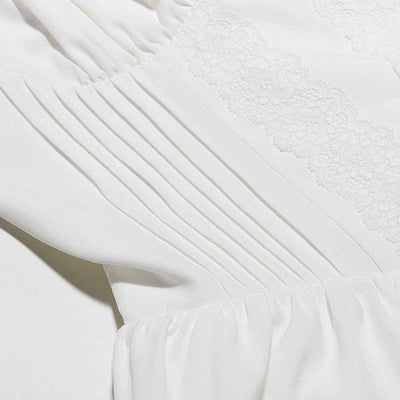 White Lace Backless Dress - Spaghetti Strap Patchwork Midi
