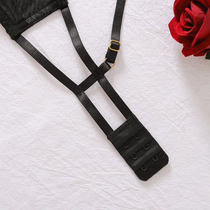 Lace Lingerie Three-Piece - Butterfly Backless Bra Style