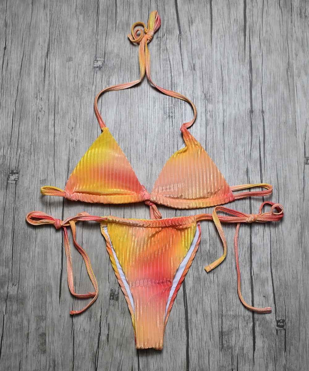 Gradient Bikini Set - Triangle Tie Top Side Tie
