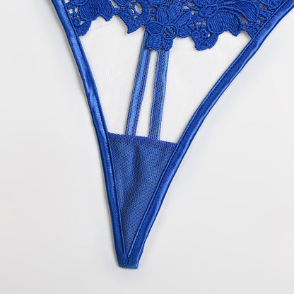 Lace Lingerie Set - Three Piece Hollow Lace Bra Set