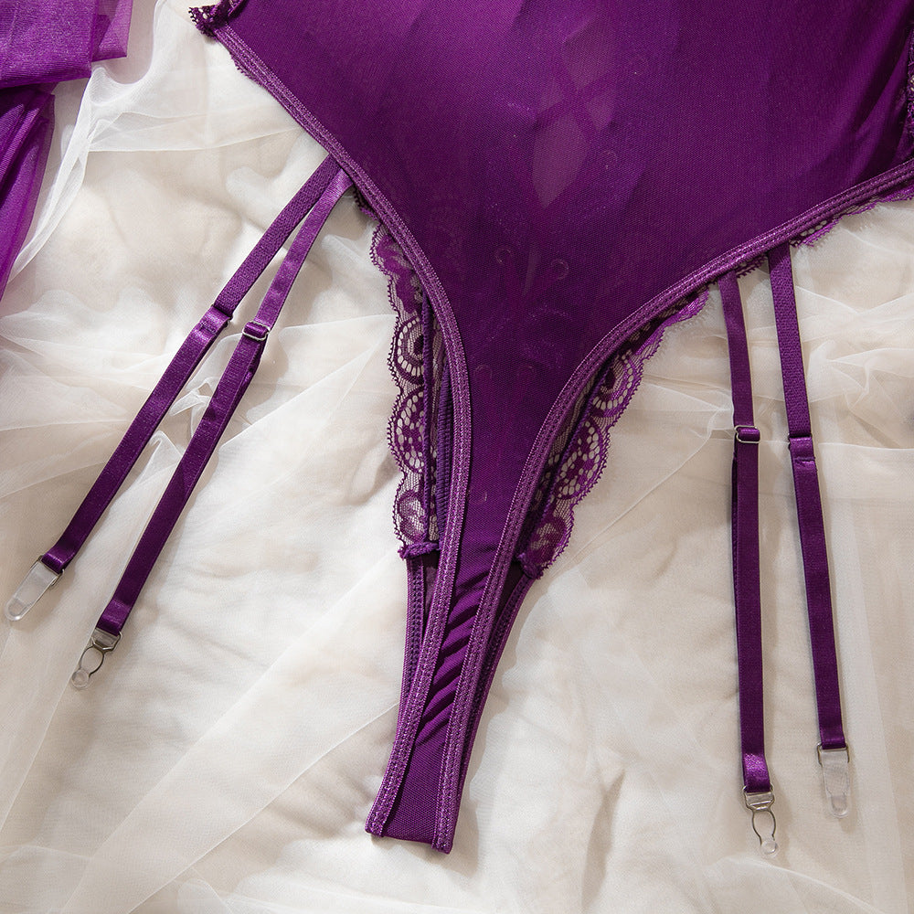 Lace Bodysuit Set - Gloves & Stockings Included