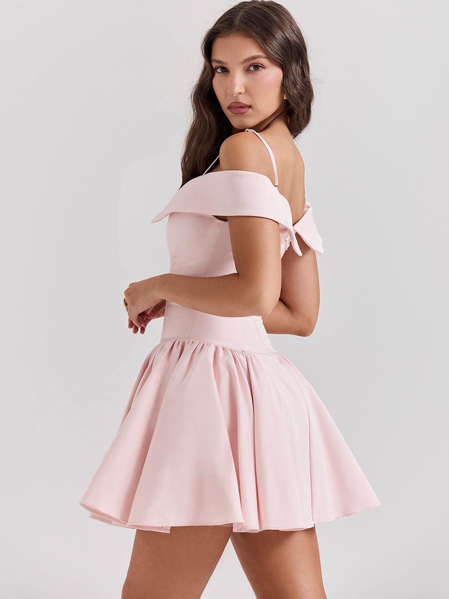 French Allure Dress - One Shoulder Open Back Mini
