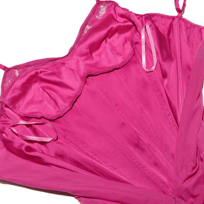 Lace Mystique Maxi - Mesh Fishbone Suspender Dress