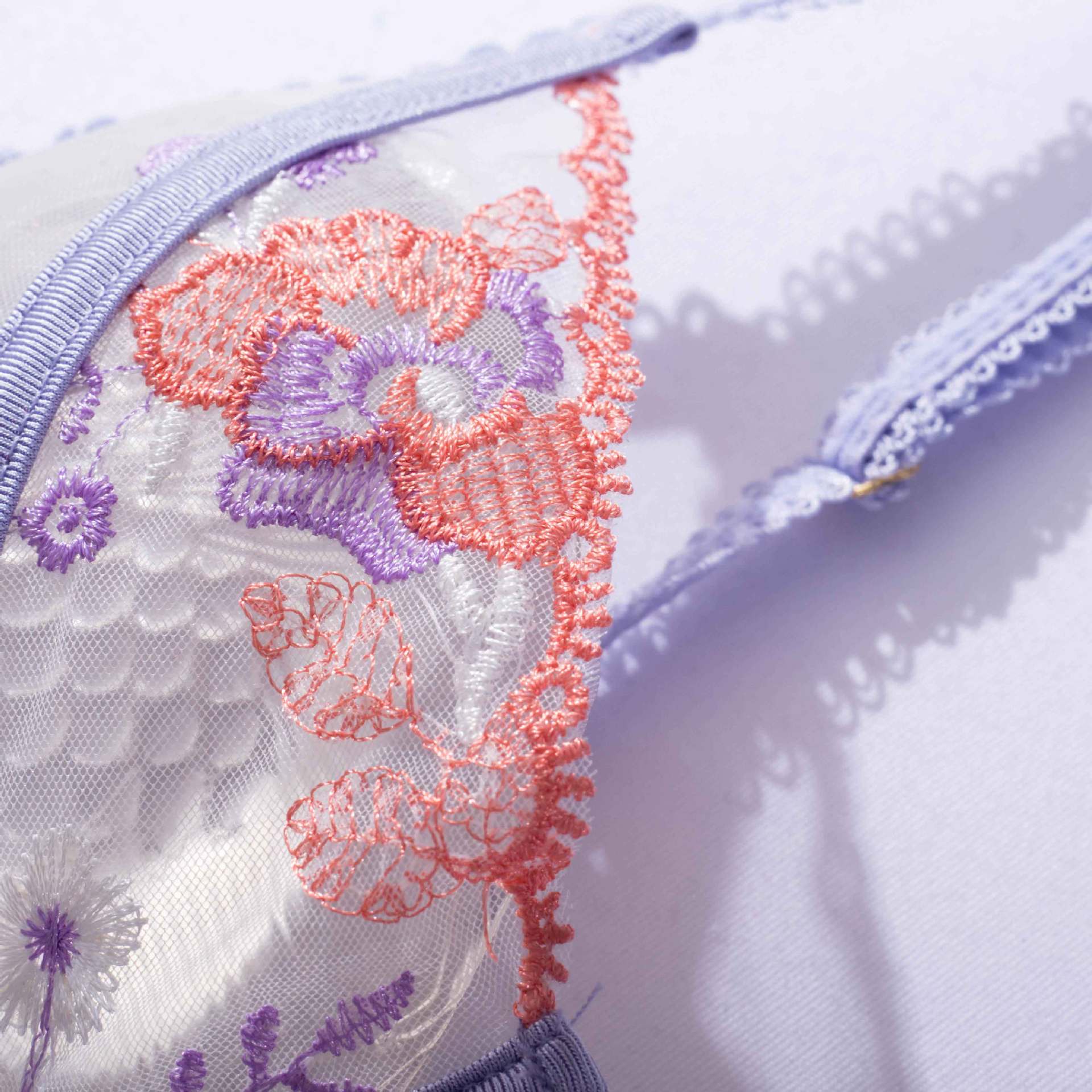 Embroidered Bra Lingerie Set - Elegant Purple