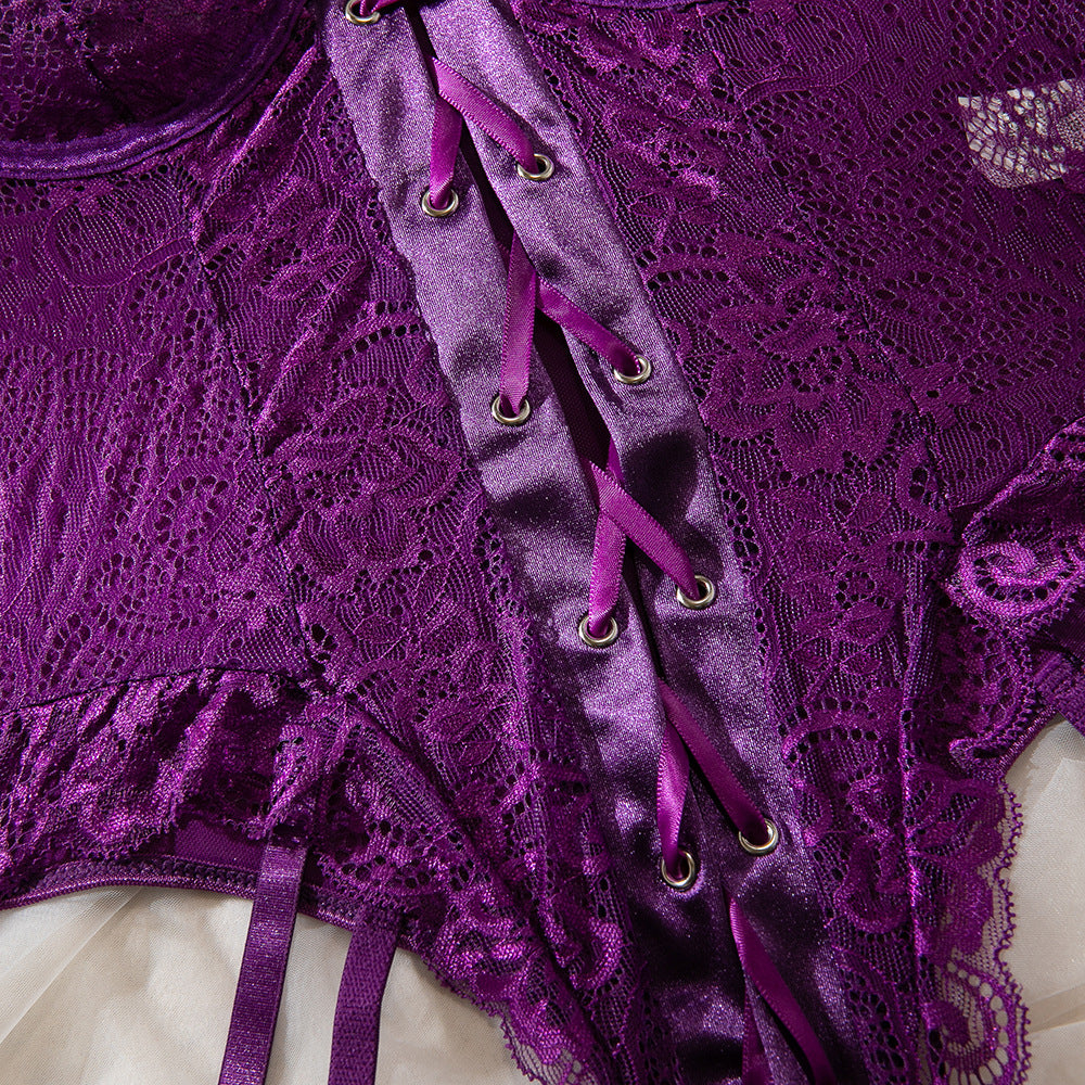 Lace Bodysuit Set - Gloves & Stockings Included