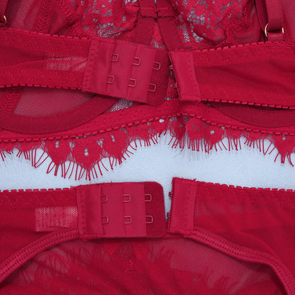 Eyelash Garter Set - 3 Piece Sheer Lingerie