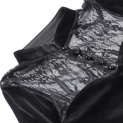 Lace Maxi Dress - Bell Sleeve Gothic Evening Gown