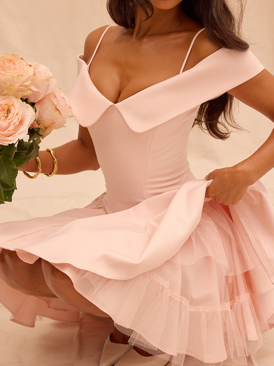 French Allure Dress - One Shoulder Open Back Mini