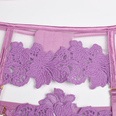 Lace Lingerie Set - Three Piece Hollow Lace Bra Set