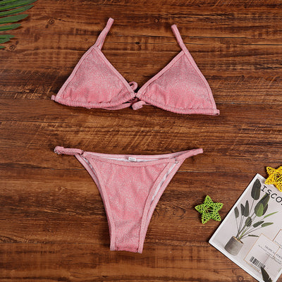 Sparkly Sexy Bikini Set - Adjustable Self-Tie Swimsuit