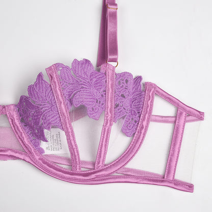 Lace Lingerie Set - Three Piece Hollow Lace Bra Set