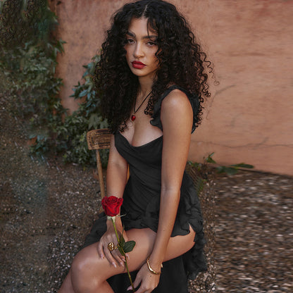 Spaghetti Strap Maxi Dress - Elegant High Slit Evening Gown