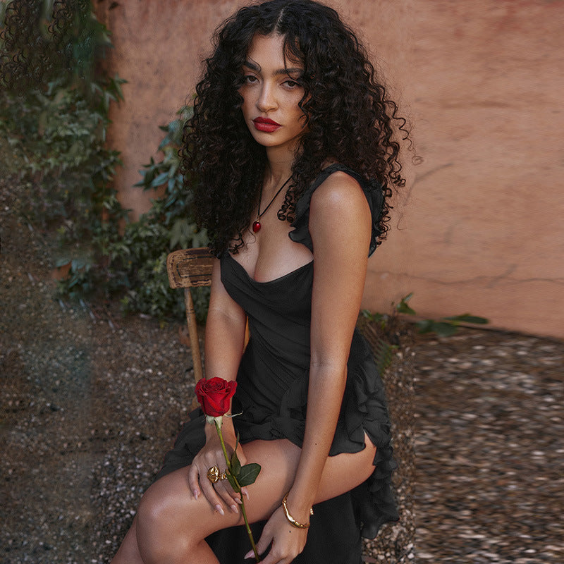 Spaghetti Strap Maxi Dress - Elegant High Slit Evening Gown