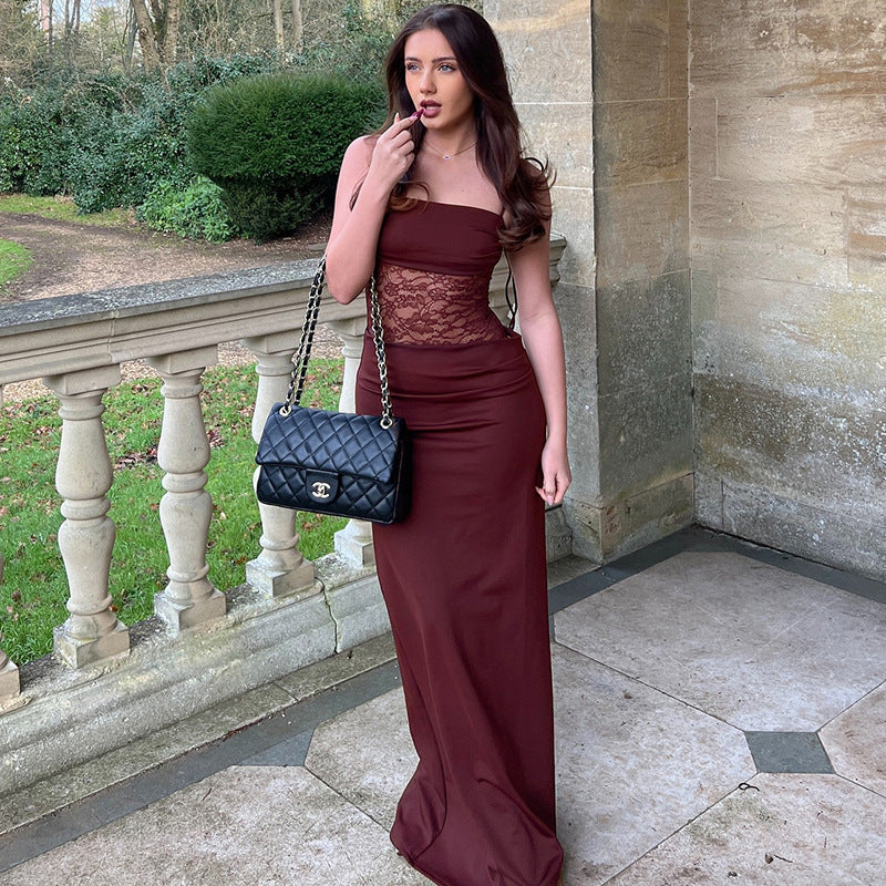 Lace Suspender Gown - Elegant Evening Style