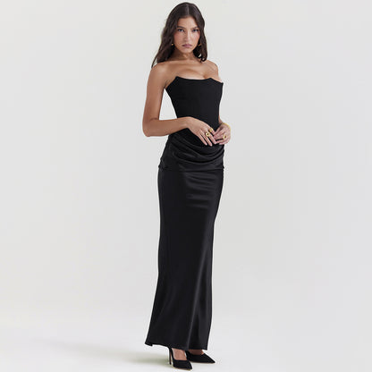 Velvet Noir Gown - Backless Fishbone Corset Evening