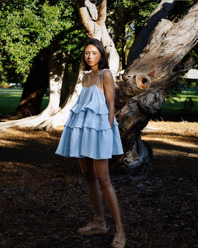 Summer Multi-layer Ruffled Mini Dress - Backless Adjustable Camisole