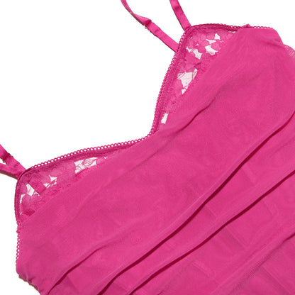 Lace Mystique Maxi - Mesh Fishbone Suspender Dress