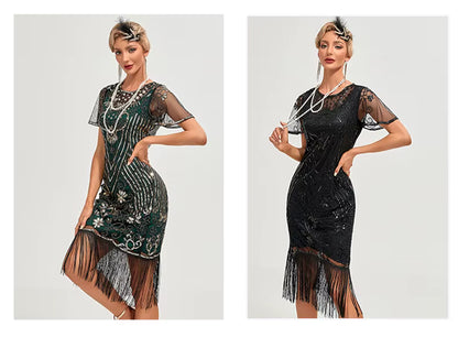 Flapper Dress - 1920s Sequin Tassel Great Gatsby Gown