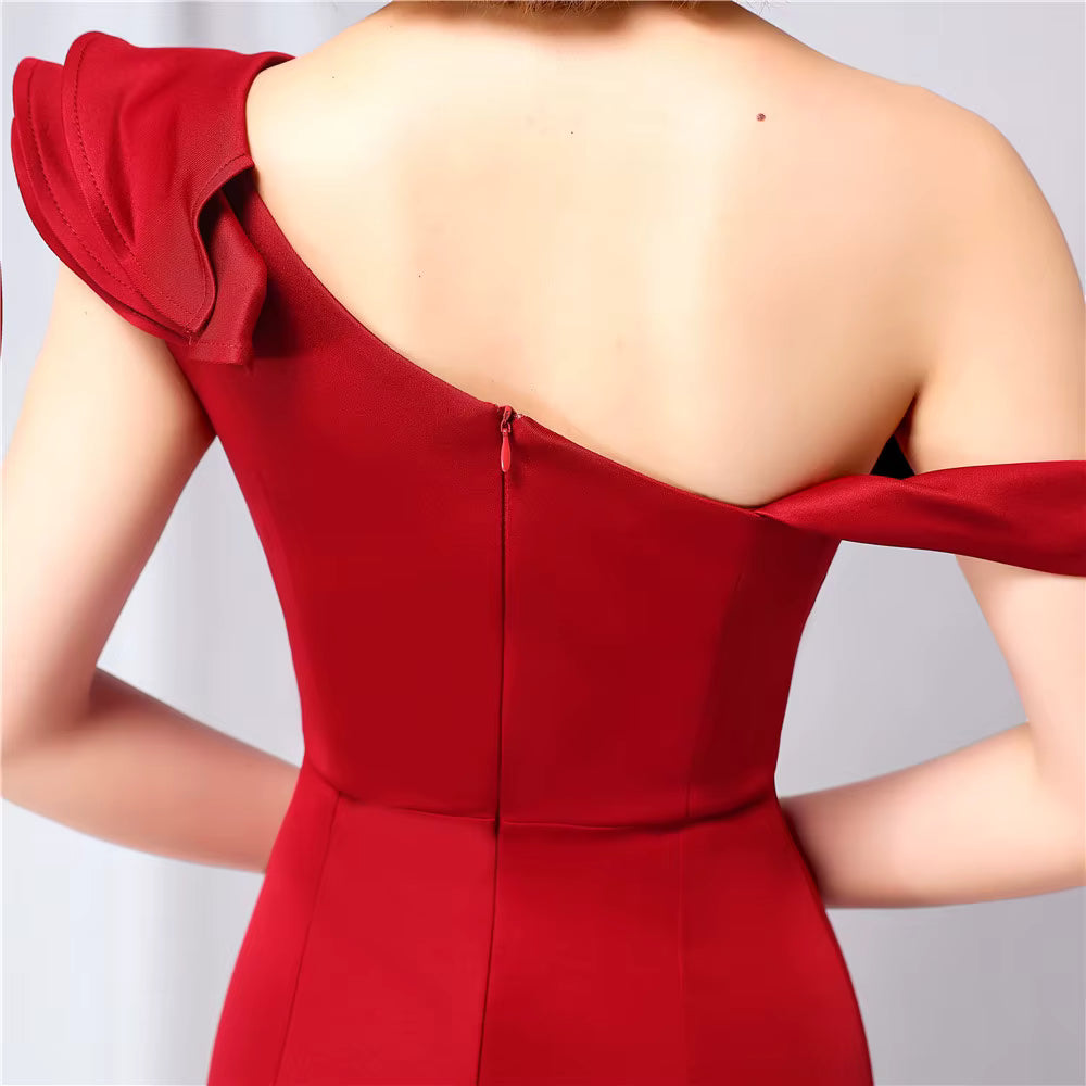 Chiffon Evening Dress - Elegant Mermaid Ruffle Gown