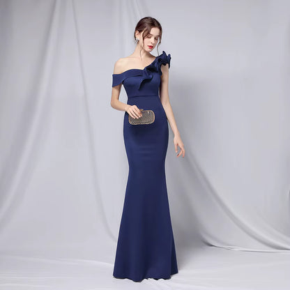 Chiffon Evening Dress - Elegant Mermaid Ruffle Gown