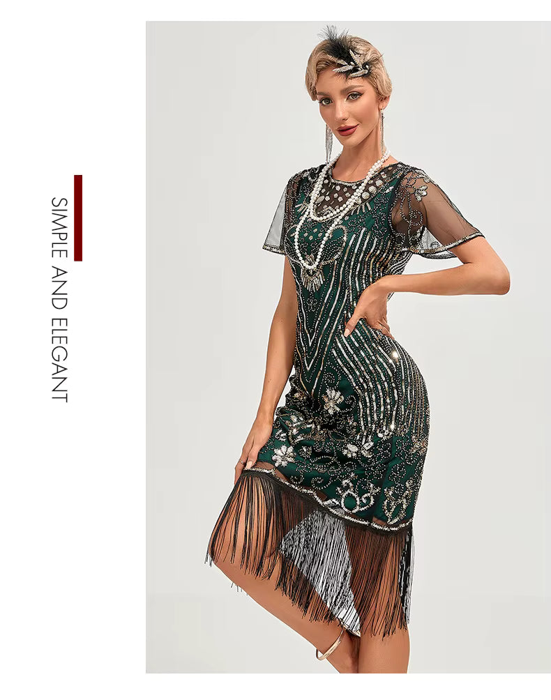 Flapper Dress - 1920s Sequin Tassel Great Gatsby Gown