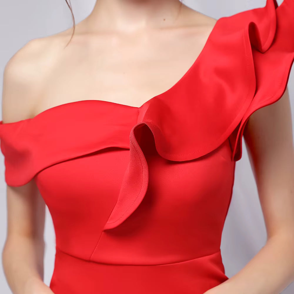 Chiffon Evening Dress - Elegant Mermaid Ruffle Gown