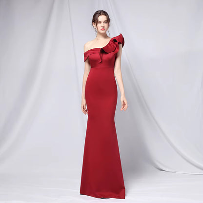 Chiffon Evening Dress - Elegant Mermaid Ruffle Gown
