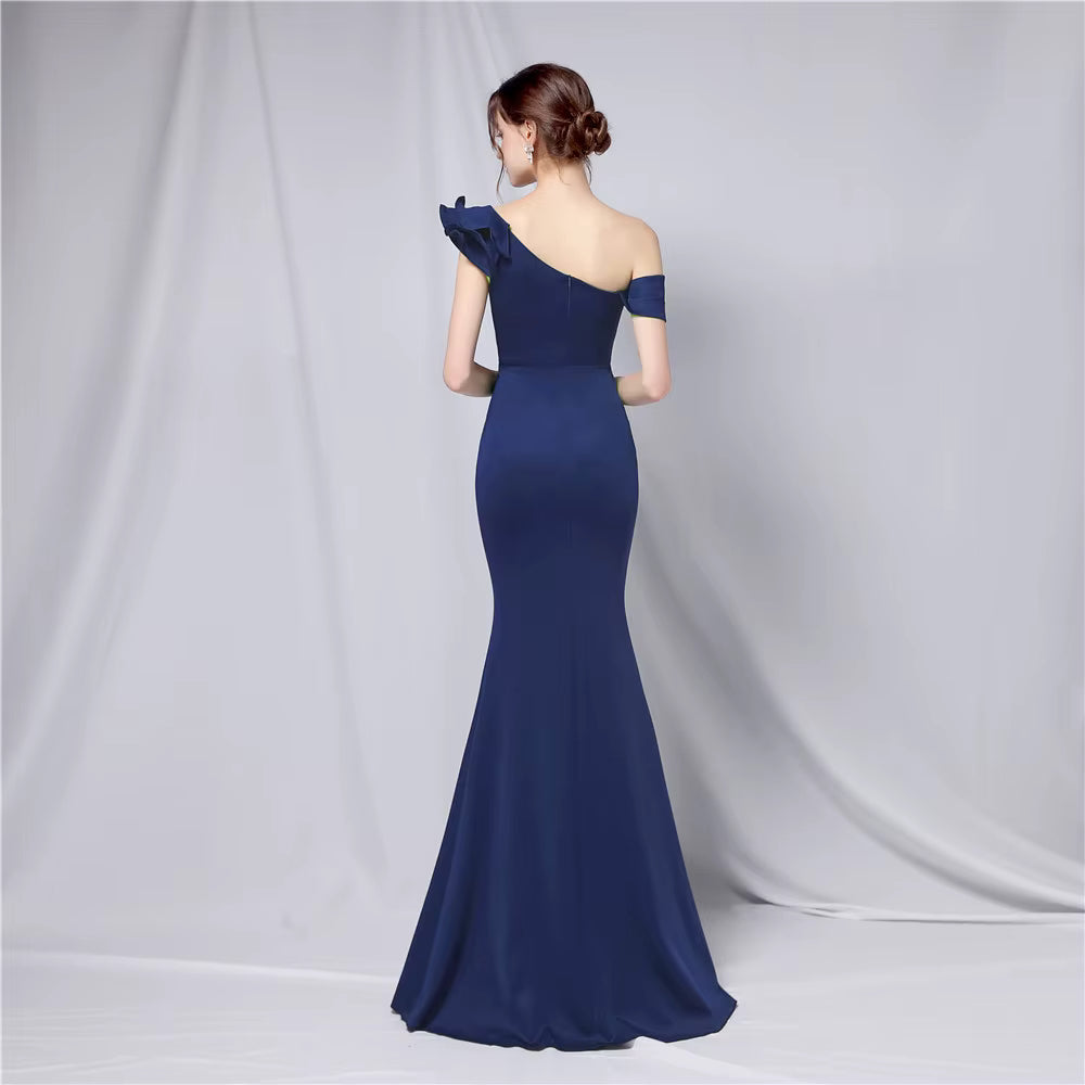 Chiffon Evening Dress - Elegant Mermaid Ruffle Gown