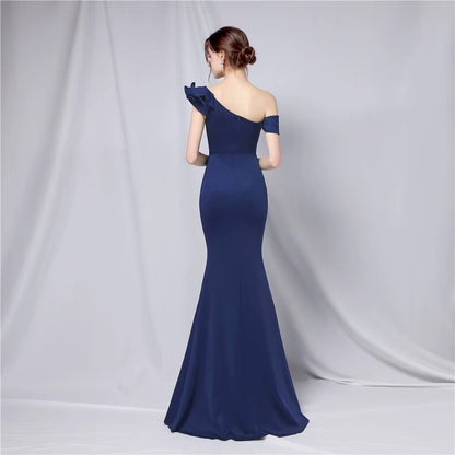 Chiffon Evening Dress - Elegant Mermaid Ruffle Gown