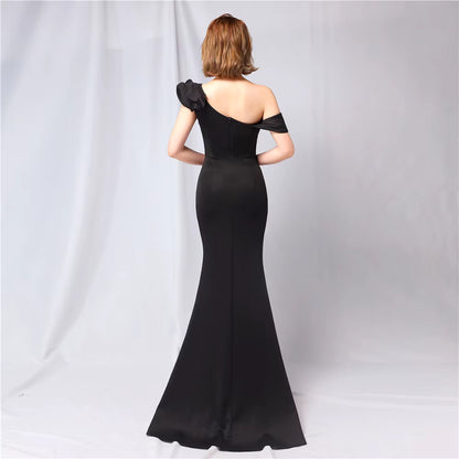 Chiffon Evening Dress - Elegant Mermaid Ruffle Gown