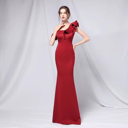 Chiffon Evening Dress - Elegant Mermaid Ruffle Gown