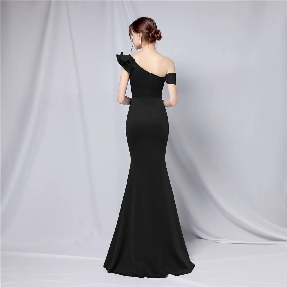 Chiffon Evening Dress - Elegant Mermaid Ruffle Gown
