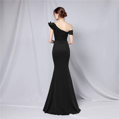 Chiffon Evening Dress - Elegant Mermaid Ruffle Gown