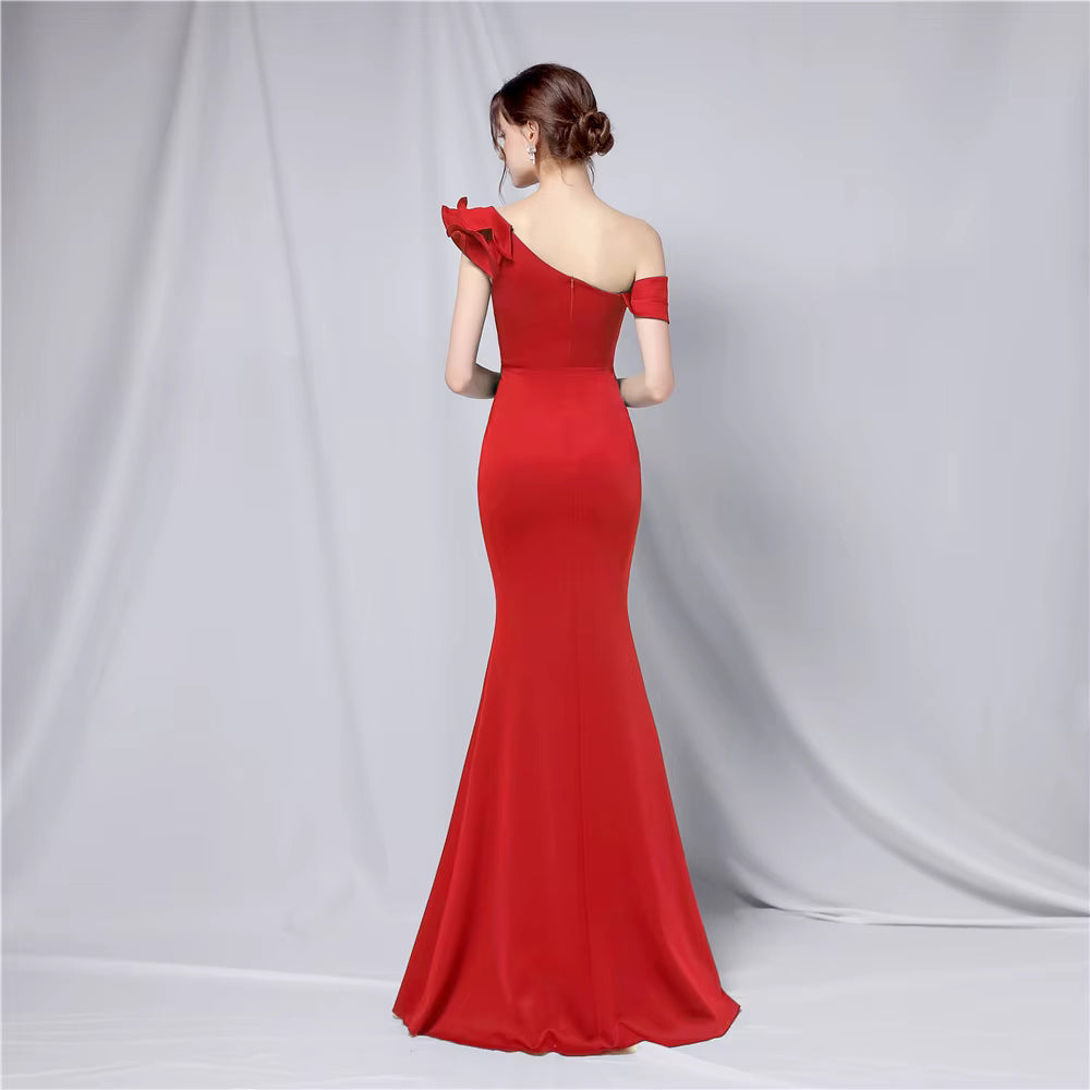 Chiffon Evening Dress - Elegant Mermaid Ruffle Gown