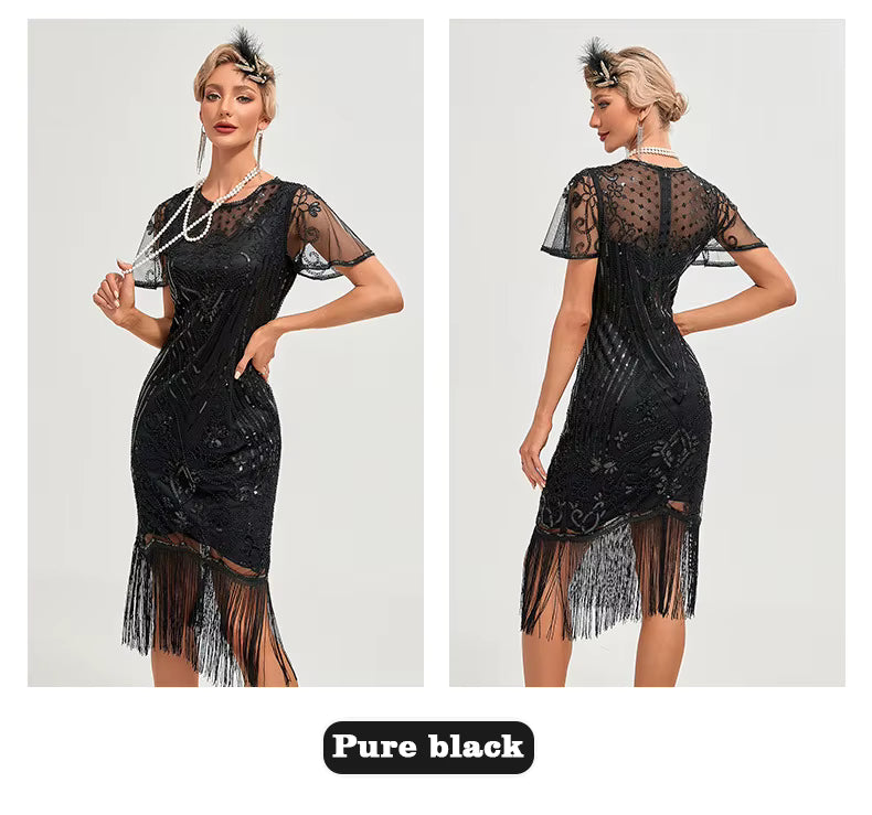 Flapper Dress - 1920s Sequin Tassel Great Gatsby Gown