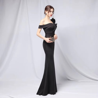 Chiffon Evening Dress - Elegant Mermaid Ruffle Gown