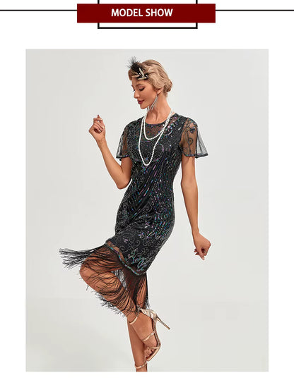 Flapper Dress - 1920s Sequin Tassel Great Gatsby Gown