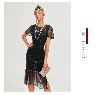 Flapper Dress - 1920s Sequin Tassel Great Gatsby Gown