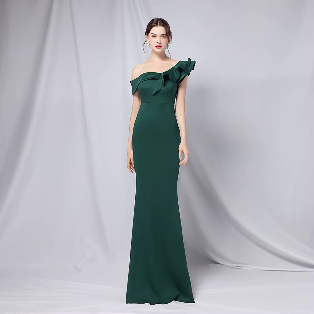 Chiffon Evening Dress - Elegant Mermaid Ruffle Gown