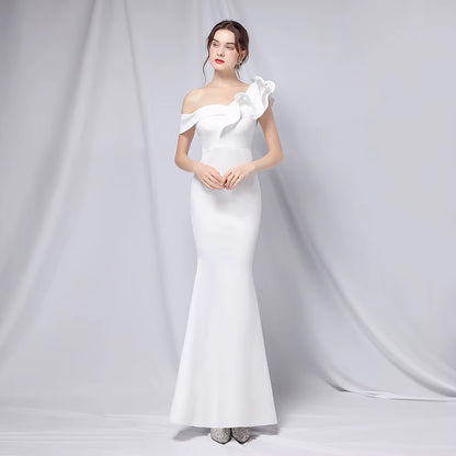 Chiffon Evening Dress - Elegant Mermaid Ruffle Gown
