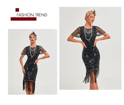 Flapper Dress - 1920s Sequin Tassel Great Gatsby Gown